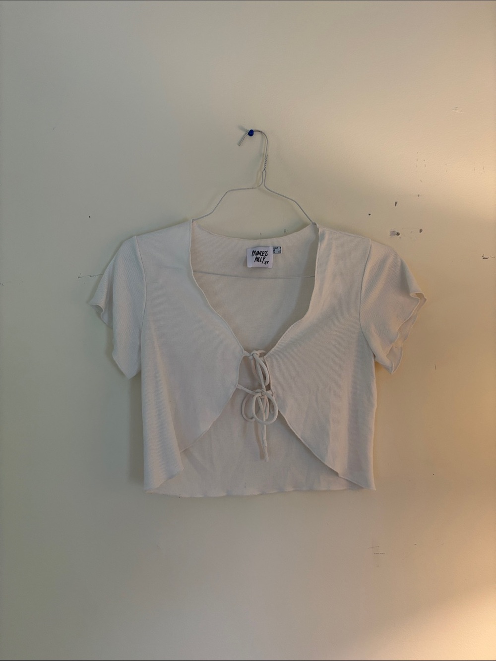 Princess Polly Cream Tie-Front Blouse
